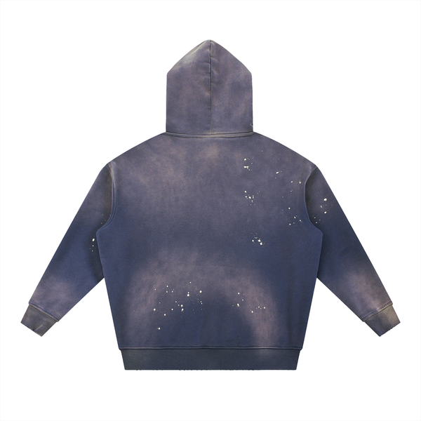 Blue My People's NEWS💙 NEW YORK. Vintage Washed Frayed Fleece Hoodie