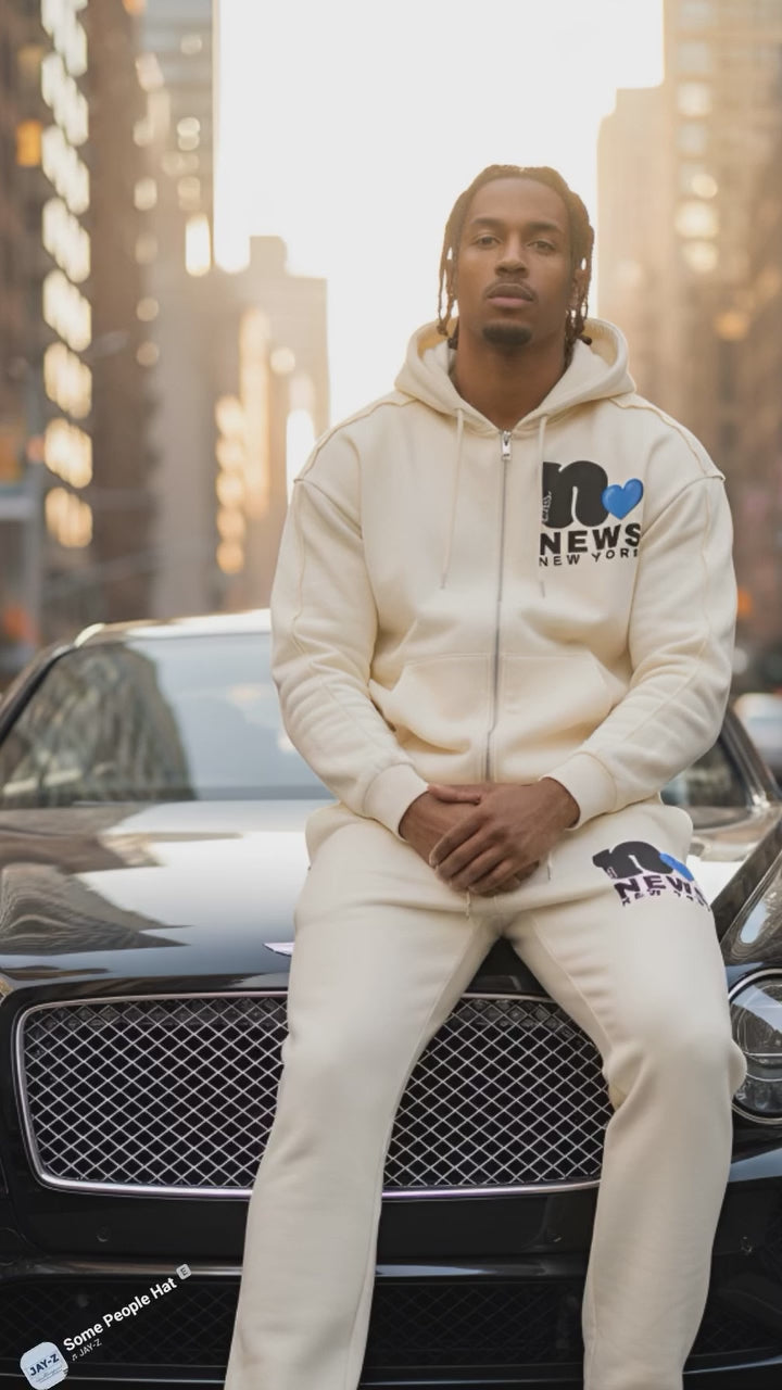 Signature Love Zip-Up. NEWS💙 NEW YORK 📰. Contrast Tape Raw Edge Double Layered Zip Hoodie